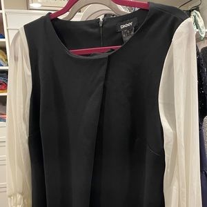 DKNY Black Dress White Sleeves